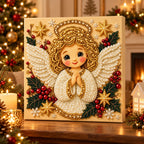 Golden Christmas Angel Pearl Diamond Painting Kit room image
