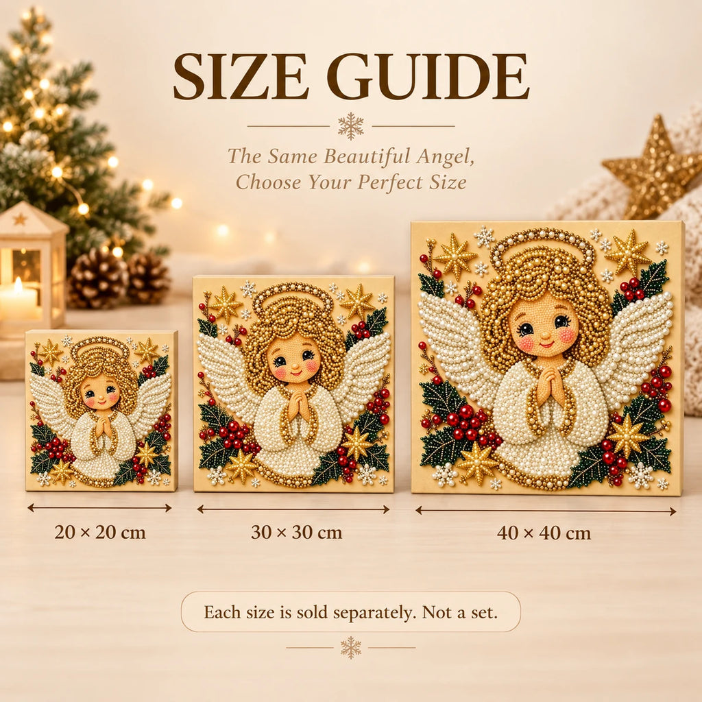 Golden Christmas Angel Pearl Diamond Painting Kit size image