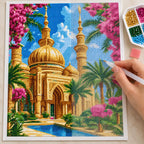 Diamond painting process for Golden Dome Oasis