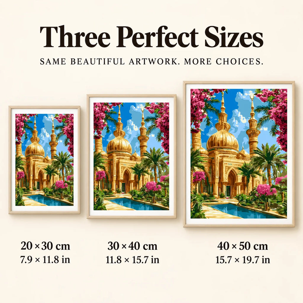 Three canvas sizes for Golden Dome Oasis