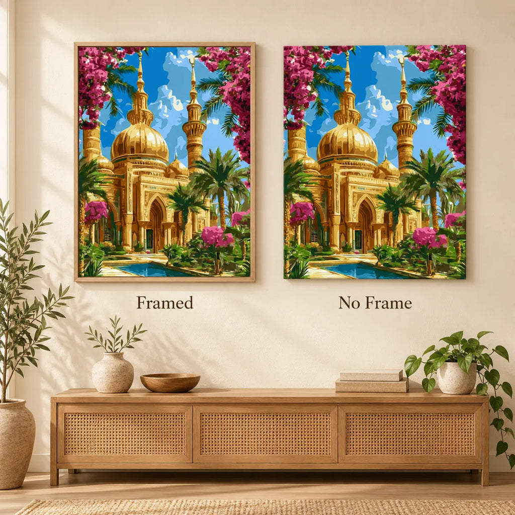 Framed and no-frame comparison for Golden Dome Oasis