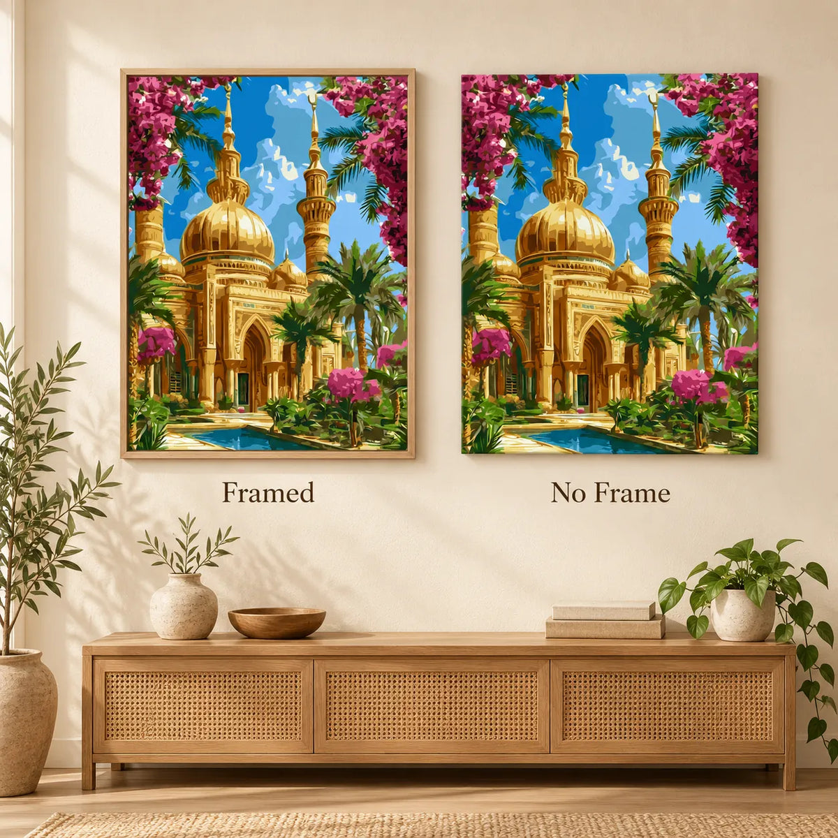 Framed and no-frame comparison for Golden Dome Oasis
