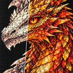 Golden Fire Mosaic Dragon diamond drill and canvas detail