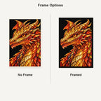 Golden Fire Mosaic Dragon No Frame and Framed style comparison