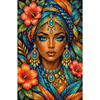 Golden Floral Queen Diamond Painting Kit — Finished white-background diamond painting