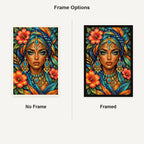 Golden Floral Queen Diamond Painting Kit — No Frame and Framed comparison