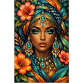 Golden Floral Queen Diamond Painting Kit — original white-background artwork