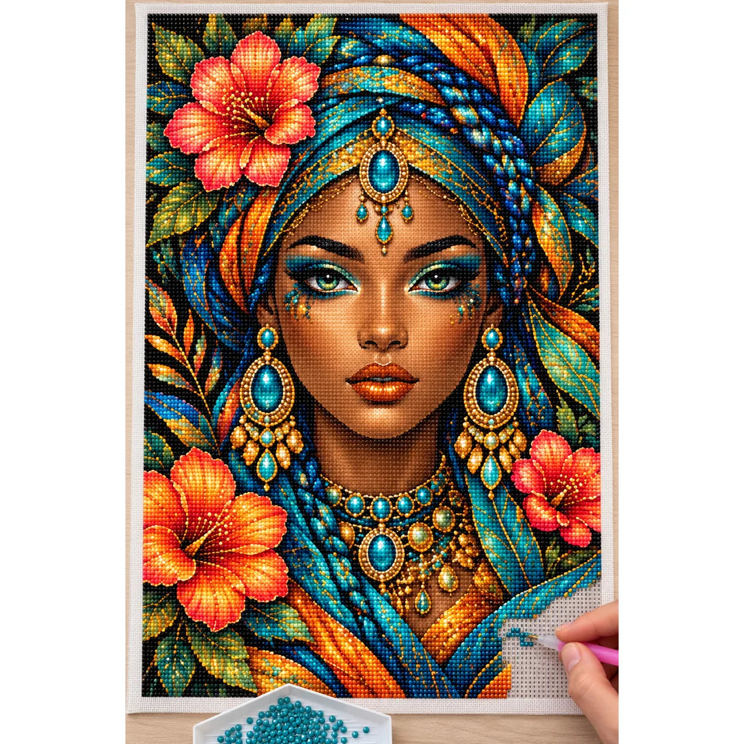 Golden Floral Queen Diamond Painting Kit — Diamond painting process