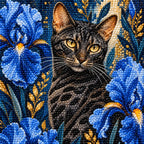 Diamond detail for Golden Gaze In Blue Garden Diamond Painting Kit