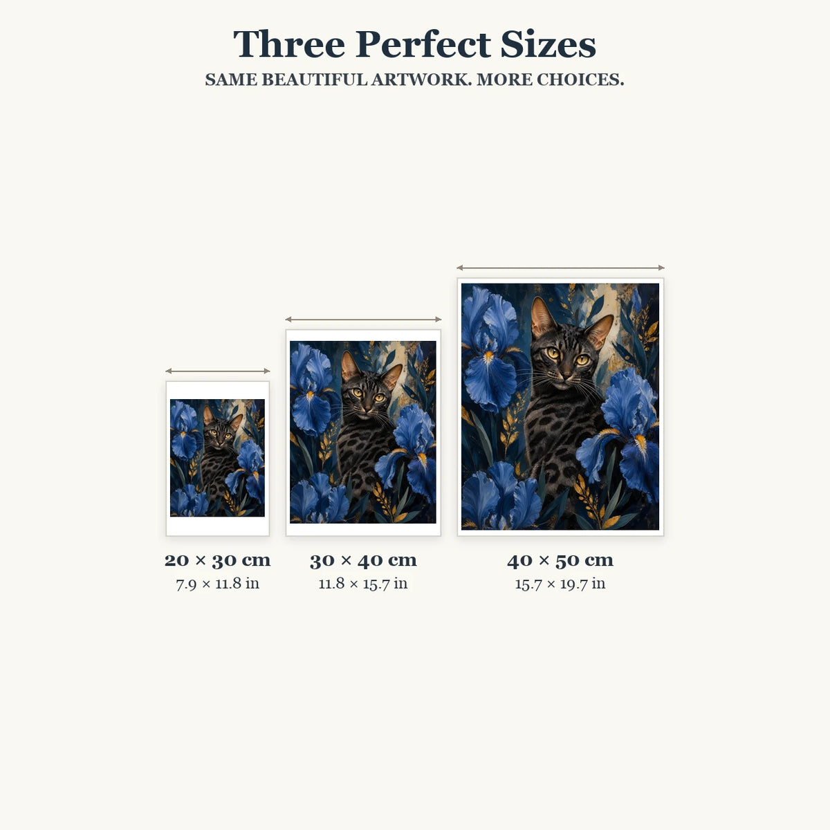 Size guide for Golden Gaze In Blue Garden Diamond Painting Kit