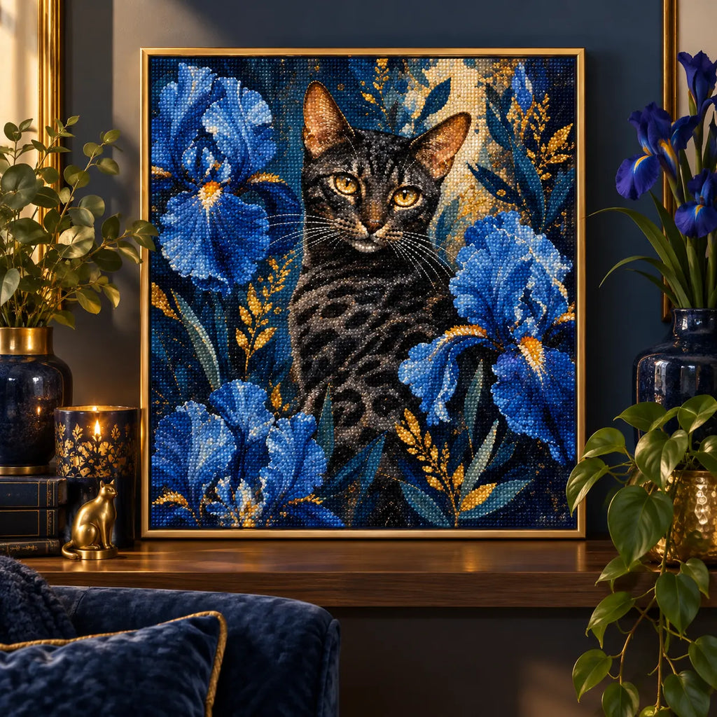 Home decor scene for Golden Gaze In Blue Garden Diamond Painting Kit