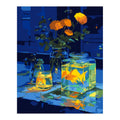 Original artwork showing golden glow on blue.