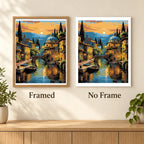 Framed and no-frame comparison for Golden Hour by the Canal artwork.