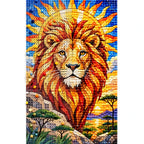 Golden Lion Sunrise Diamond Painting Kit — canvas and drill material detail