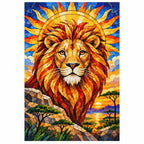 Golden Lion Sunrise Diamond Painting Kit — finished diamond painting on white background
