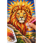 Golden Lion Sunrise Diamond Painting Kit — diamond painting application process