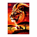 Original golden lion at sunset artwork for a diamond painting kit
