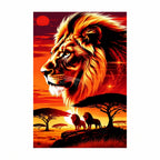 Original golden lion at sunset artwork for a diamond painting kit