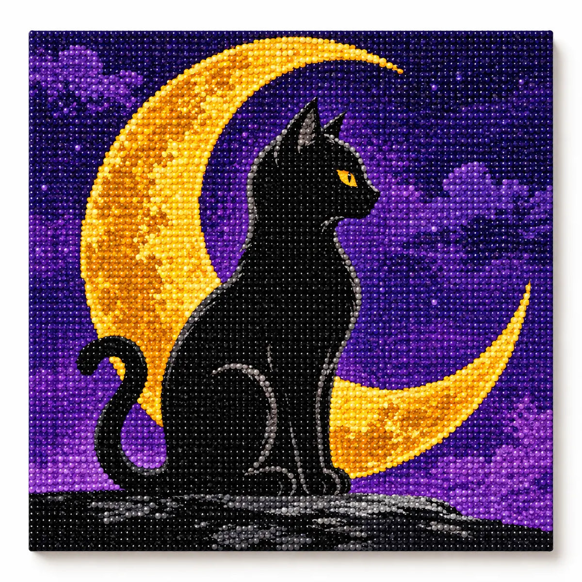 Finished diamond painting for Golden Moon Guardian Diamond Painting Kit