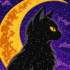 Diamond detail for Golden Moon Guardian Diamond Painting Kit