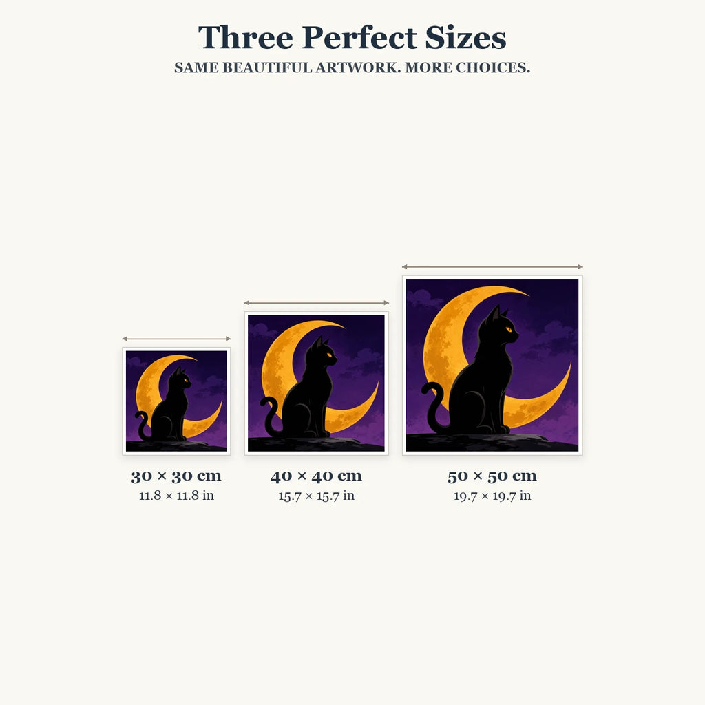 Size guide for Golden Moon Guardian Diamond Painting Kit