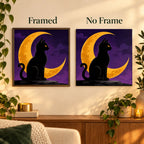 Framed and no-frame comparison for Golden Moon Guardian Diamond Painting Kit