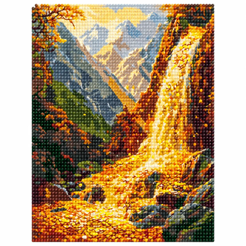 Finished diamond painting for Golden Mountain Trail Diamond Painting Kit