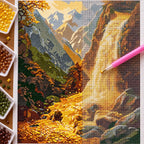 Diamond painting process for Golden Mountain Trail Diamond Painting Kit