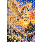 Golden Pegasus Sunrise Valley Diamond Painting Kit diamond and canvas detail