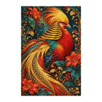 Finished white-background diamond painting of Golden Pheasant Maple Plume