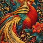 Close-up of sparkling drills on the Golden Pheasant Maple Plume design