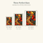 Golden Pheasant Maple Plume diamond painting in 20 by 30, 30 by 40, and 40 by 50 centimeter sizes