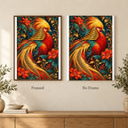 Framed and no-frame options for the Golden Pheasant Maple Plume diamond painting