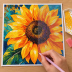 Diamond painting process for Sunlit Golden Bloom