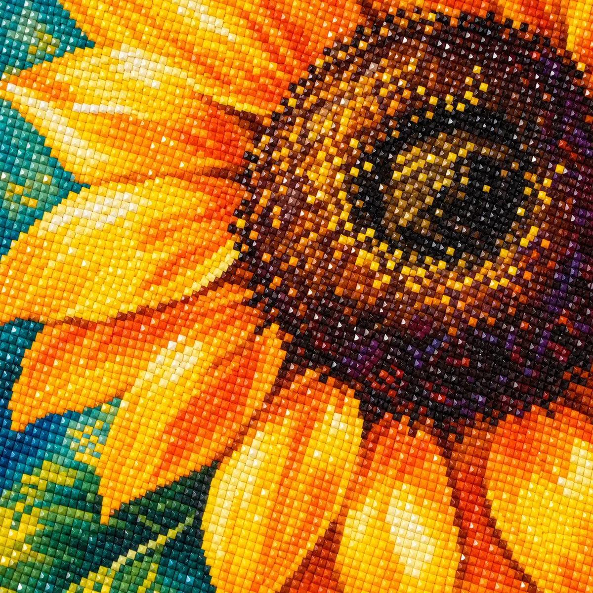Close-up diamond drill detail of Sunlit Golden Bloom