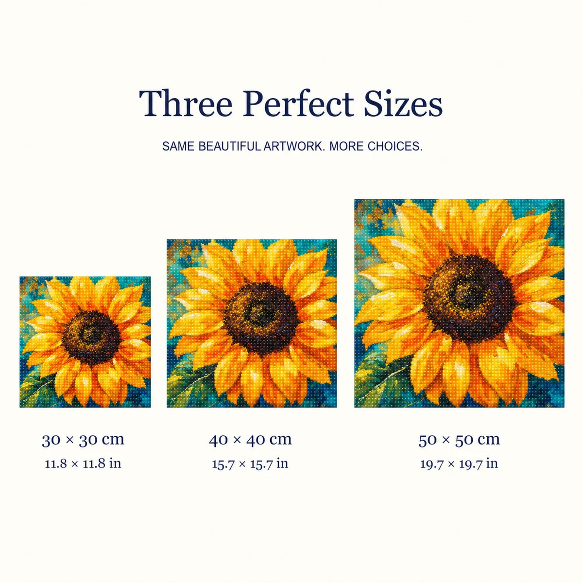 Three canvas sizes for Sunlit Golden Bloom