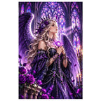 Gothic Angel Purple Rose Cathedral original artwork on white