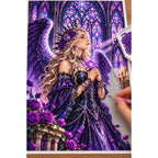 Gothic Angel Purple Rose Cathedral diamond painting process