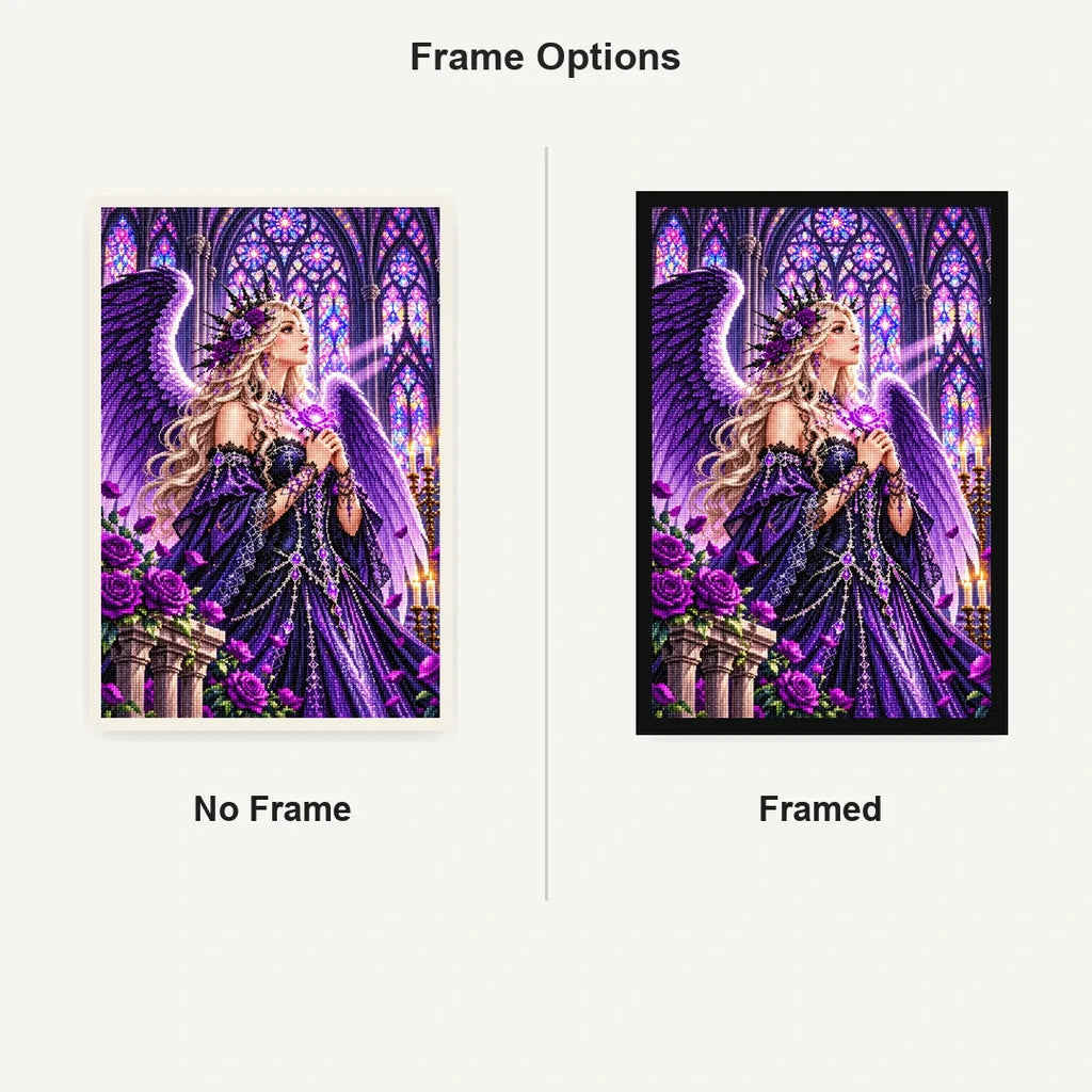Gothic Angel Purple Rose Cathedral No Frame and Framed comparison
