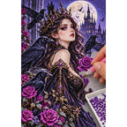 Gothic Raven Rose Queen Diamond Painting Kit diamond placement process