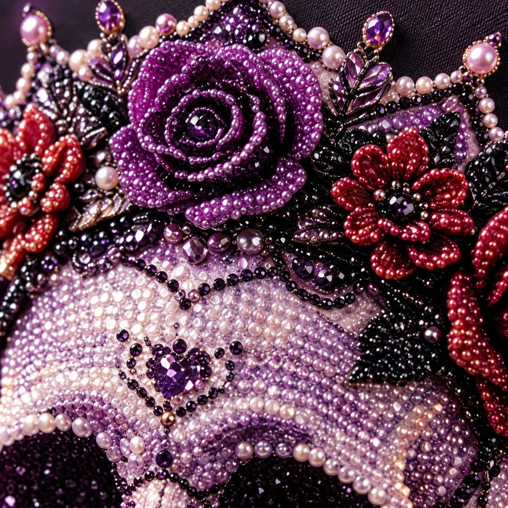 Gothic Rose Skull Pearl Diamond Painting detail