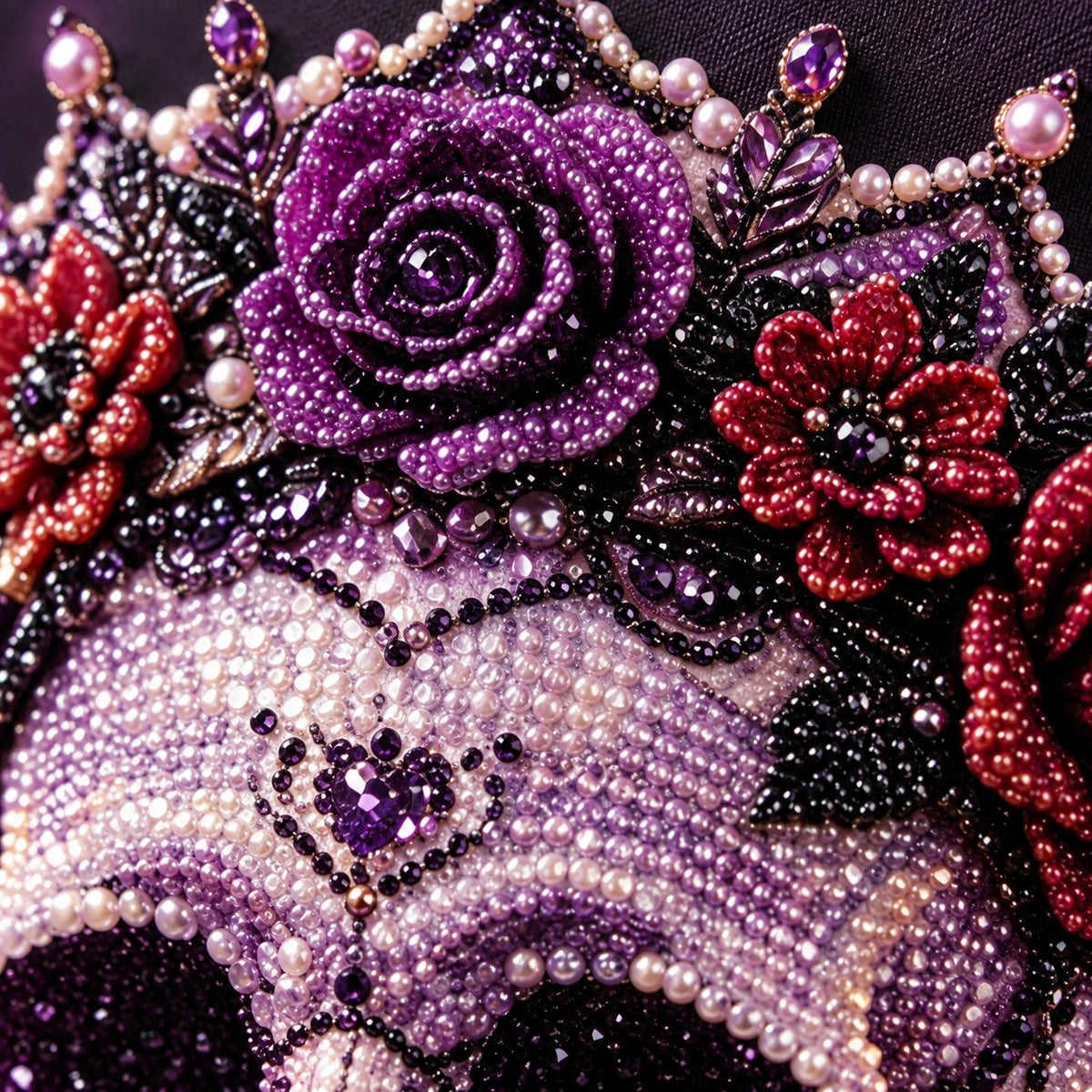 Gothic Rose Skull Pearl Diamond Painting detail