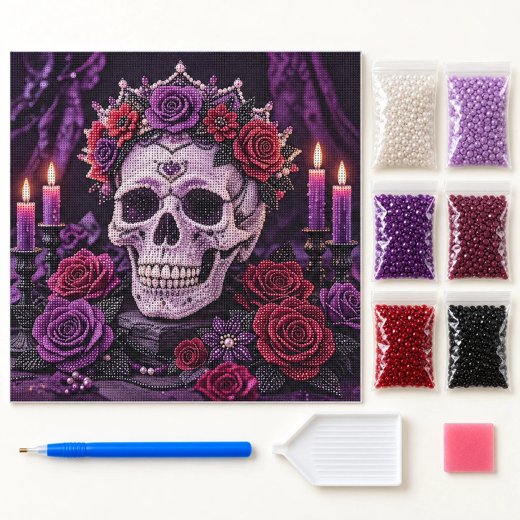 Gothic Rose Skull Pearl Diamond Painting kit