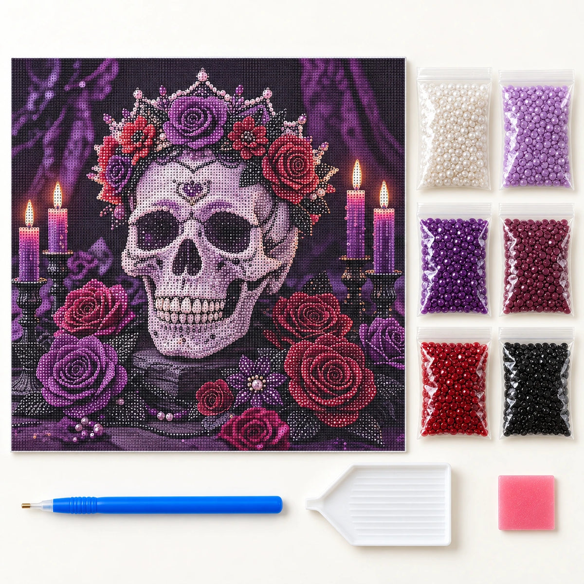 Gothic Rose Skull Pearl Diamond Painting kit