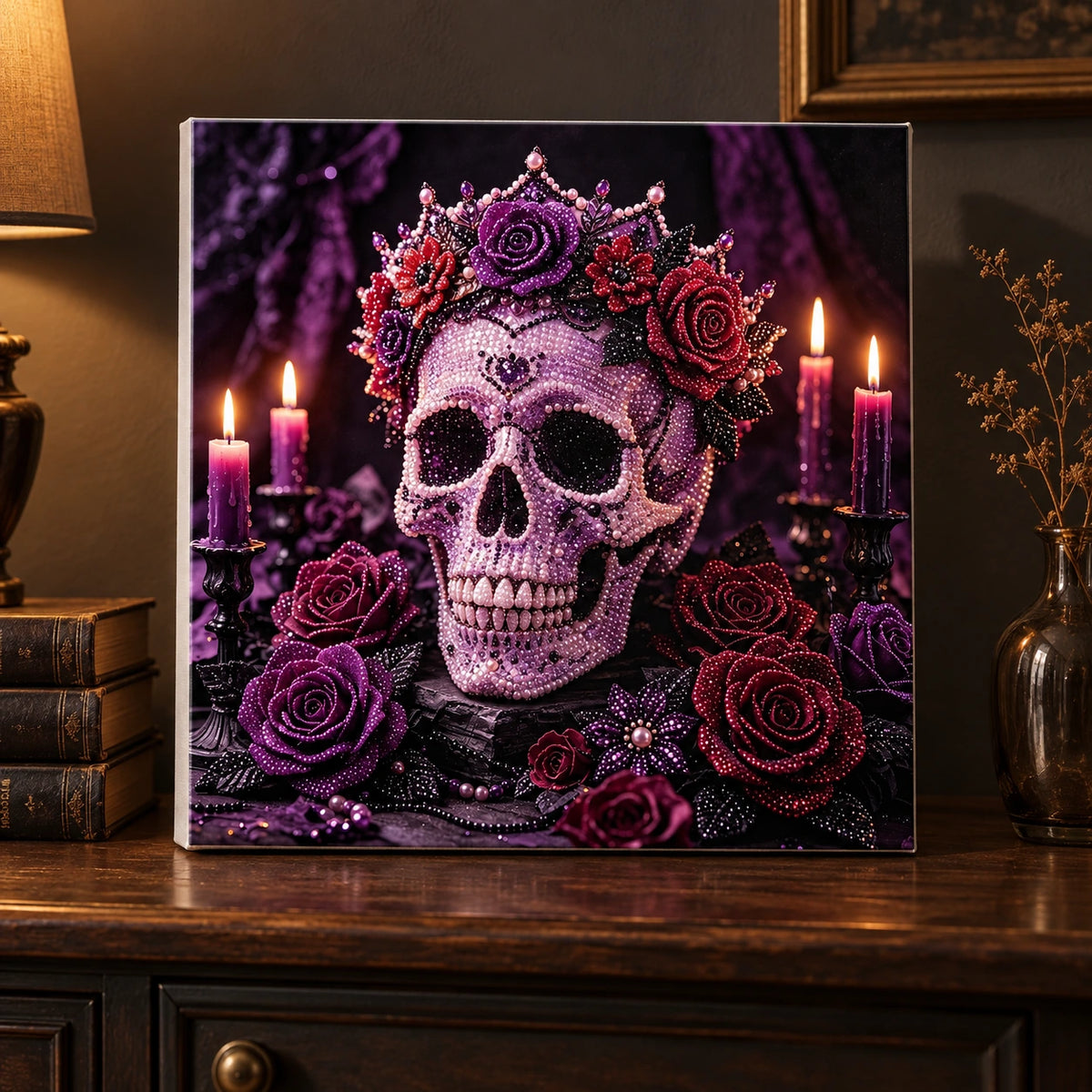 Gothic Rose Skull Pearl Diamond Painting room