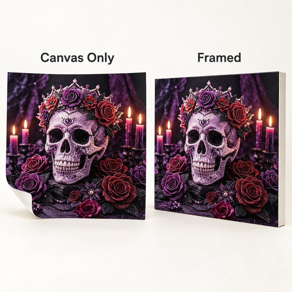 Gothic Rose Skull Pearl Diamond Painting style
