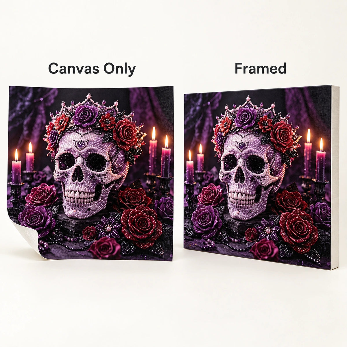 Gothic Rose Skull Pearl Diamond Painting style