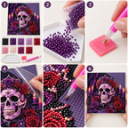 Gothic Rose Skull Pearl Diamond Painting tutorial