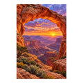 Original Grand Canyon artwork with a glowing sunset framed by a red sandstone arch