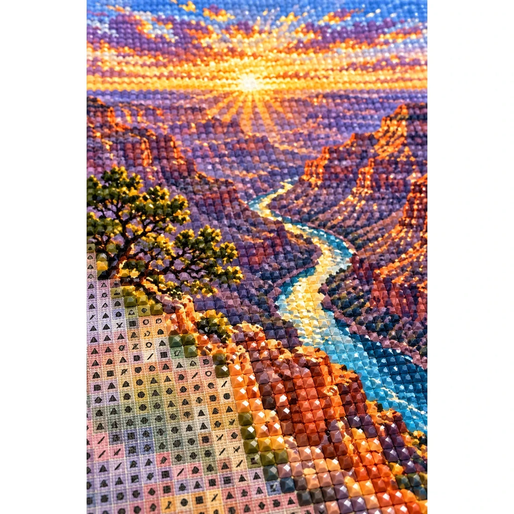 Grand Canyon Sunrise River diamond and canvas detail